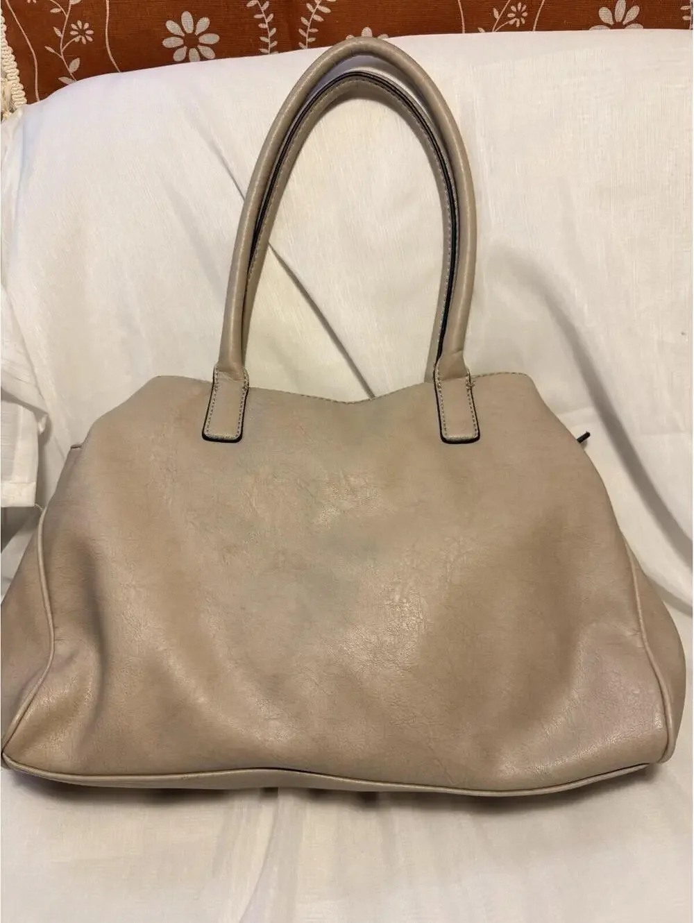 Y2K Guess Faux Ostrich Satchel Tan Shoulder Bag